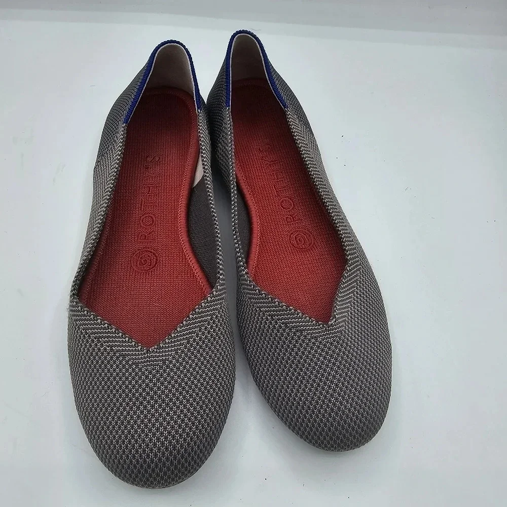 Rothy's The Flat Pebble Gray Textile Ballet Shoes Size 6.5